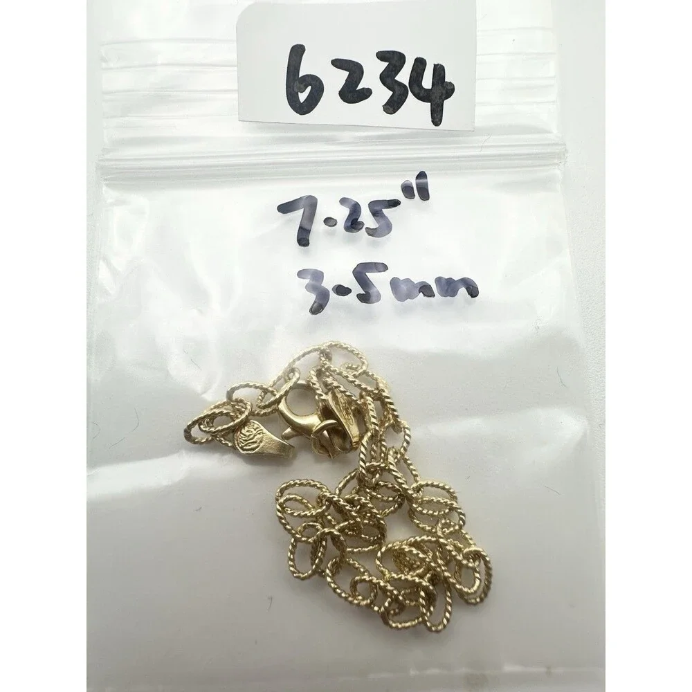 925 Italy Gold Vermeil Oval Link Chain Bracelet 7.25” 3mm Wide
